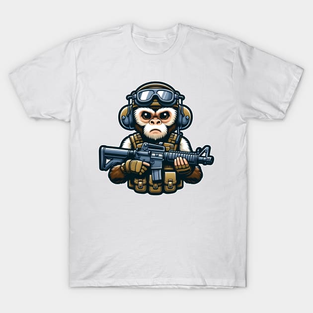 Tactical Monkey T-Shirt by Rawlifegraphic